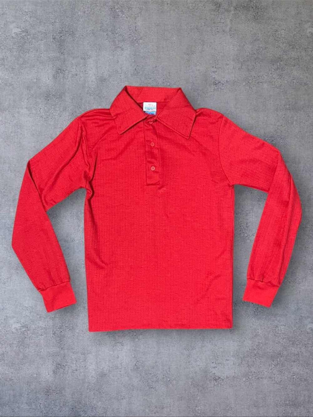 Vintage 70s / 80s Put on Shop Sears Red Quarter Button Up Collared Sz S Shirt
